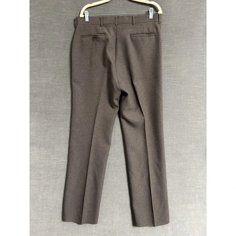 Vintage Haggar Suit 44L Blazer‎ 34x32 Pants Brown Polyester Disco 70s 80s USA